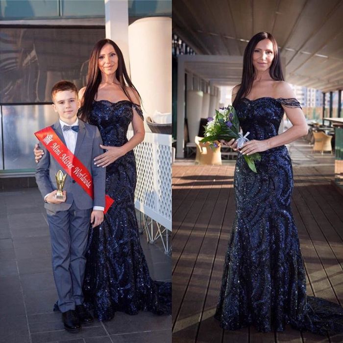 Светлана Гасс с внуком, тоже победителем конкурса красоты