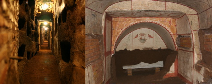 В катакомбах христиане располагали усыпальницы.
