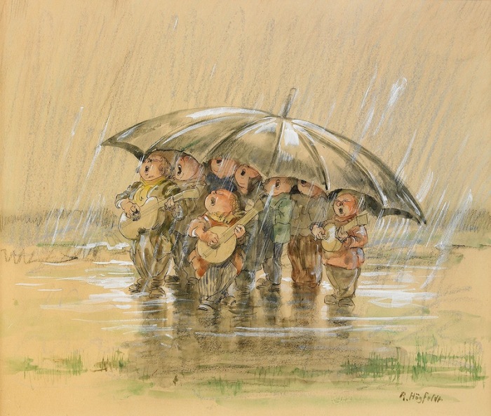 Хор под дождём. Автор: Gustav Robert Hogfeldt.