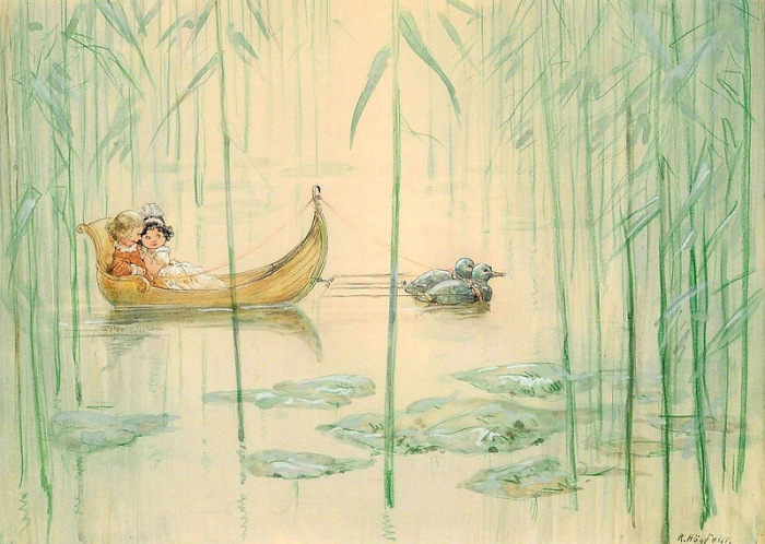 Прогулка на пруду. Автор: Gustav Robert Hogfeldt.