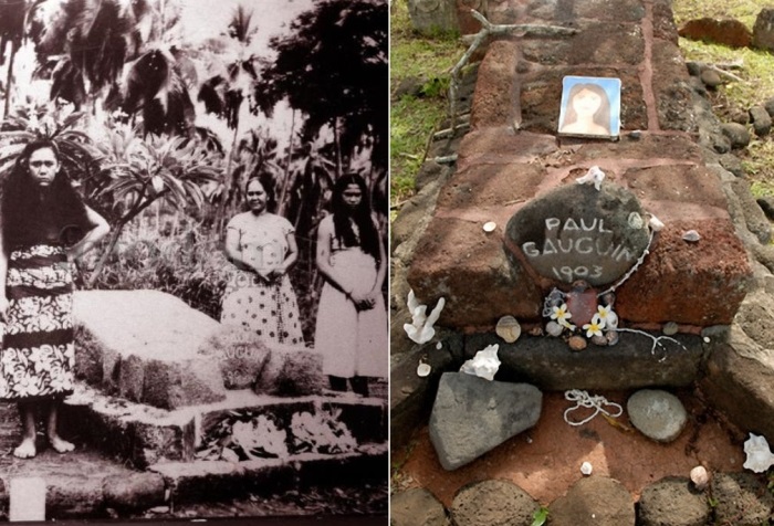 Могила Поля Гогена на кладбище Атуоны на Маркизских островах | Фото: fotodom.ru и mtdata.ru