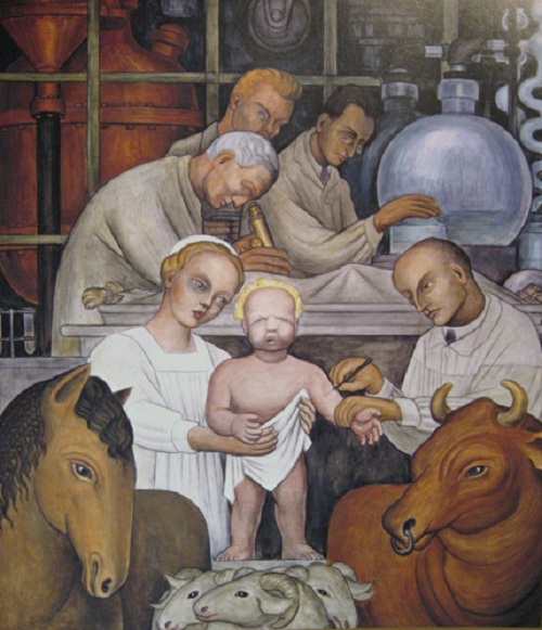  «Вакцинация». Фрагмент фрески «Индустрия Детройта». (1930). Автор: Диего Ривера.