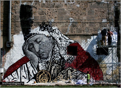 Черно-белые граффити от итальянских мастеров Sten & Lex