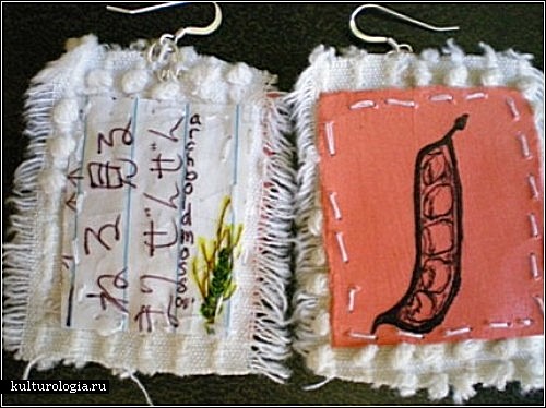 Креативные серьги, созданные из ткани и бумаги