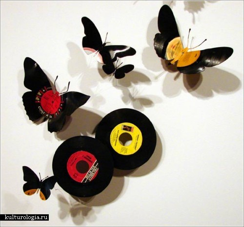 Бабочки из виниловых пластинок от Пола Виллински (Paul Villinski)