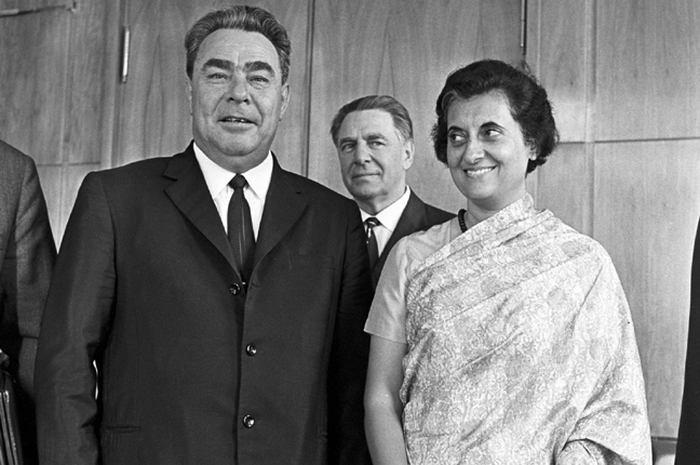 Генеральный секретарь ЦК КПСС Леонид Брежнев и премьер-министр Индии Индира Ганди, 1973 год.