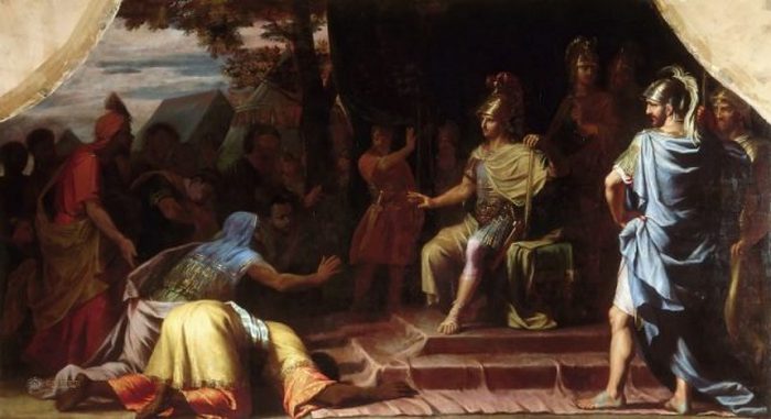 Александр Македонский, получивший известие о смерти от самосожжения индийского гимнософист Калана. Картина Жана-Батиста де Шампань, 1672 г.