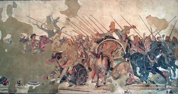 Деталь мозаики Александра с изображением битвы при Иссе. Мозаика находится в Доме Фавна в Помпеях