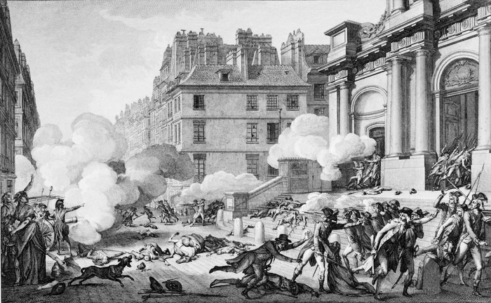 Парижское восстание 13 вандемьера, артиллерийский огонь перед церковью Сен-Рош, Париж