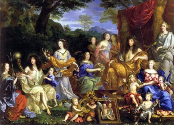 Король Франции, его женщины и дети в образах римских богов.
