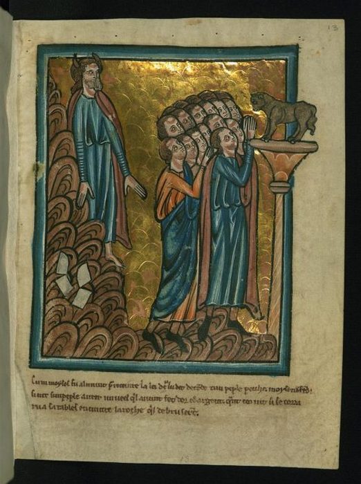 Моисей на иллюстрации в рукописи XIII века