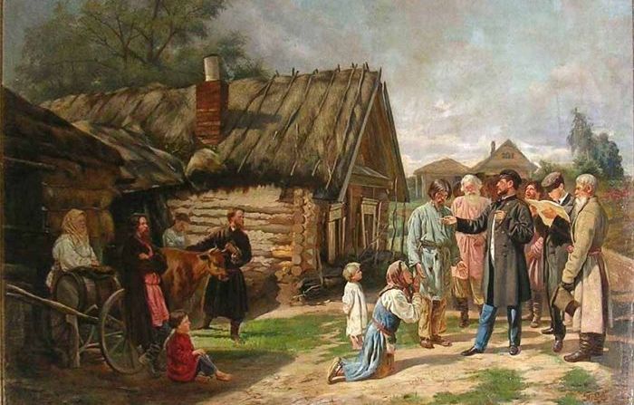 Художник Василий Пукирев, «Сбор недоимок», 1875.