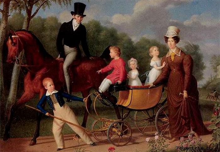 Портрет архитектора Воронихина и его семьи. Художник Франсуа Лангрене.