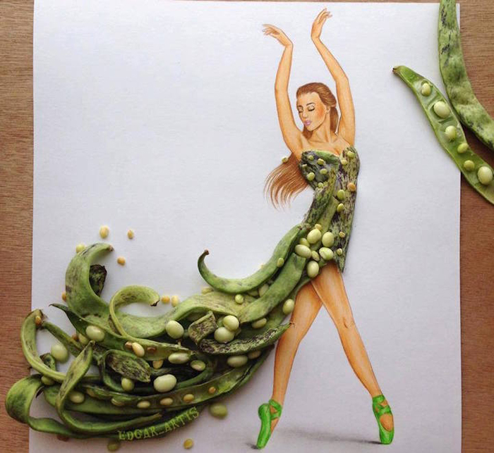 Платье из стручков фасоли: фантазия от иллюстратора Edgar Arti
