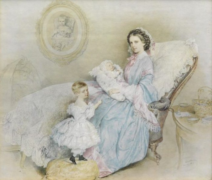 Императрица с двумя детьми, 1858 г.