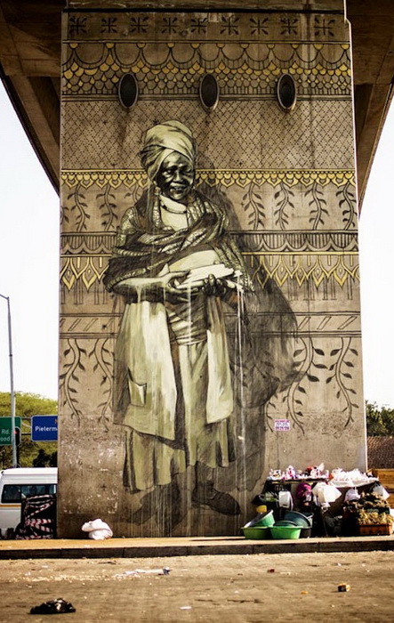 Фрески на опорах моста в Дурбане (Южная Африка)