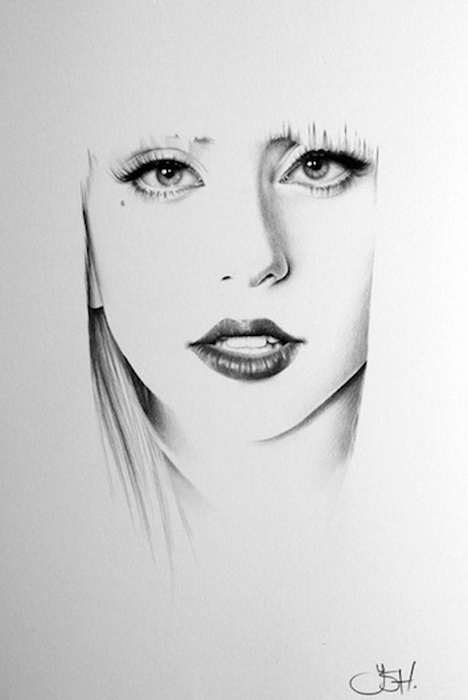 Портрет Леди Гаги простым карандашом от Илеаны Хантер (Ileana Hunter)