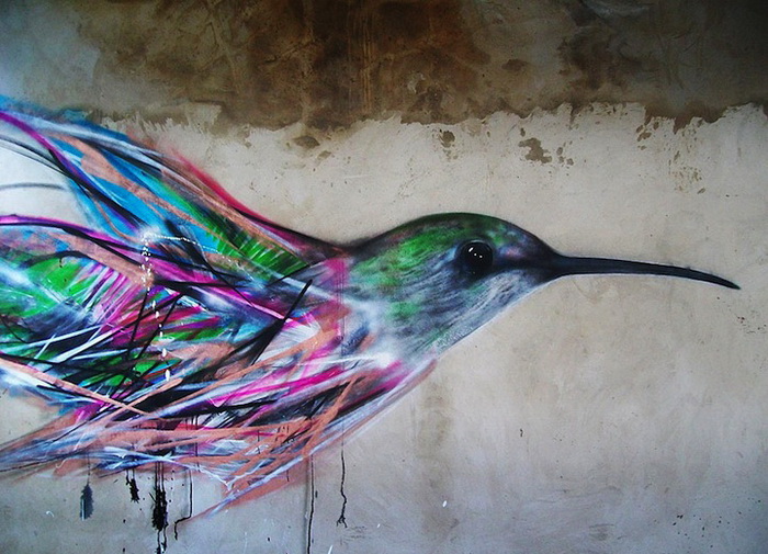 Пернатый стрит-арт: птицы на граффити от L7m