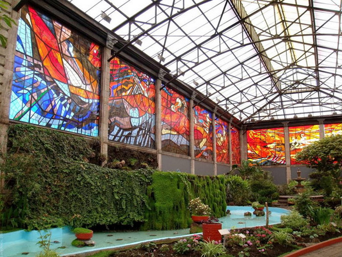 Витражи - главная достопримечательность ботанического сада в Толука-де-Лердо