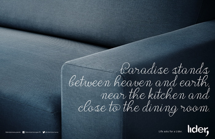 Реклама мебели Lider Interiores: Рай находится между небом и землей, возле кухни и рядом со столовой