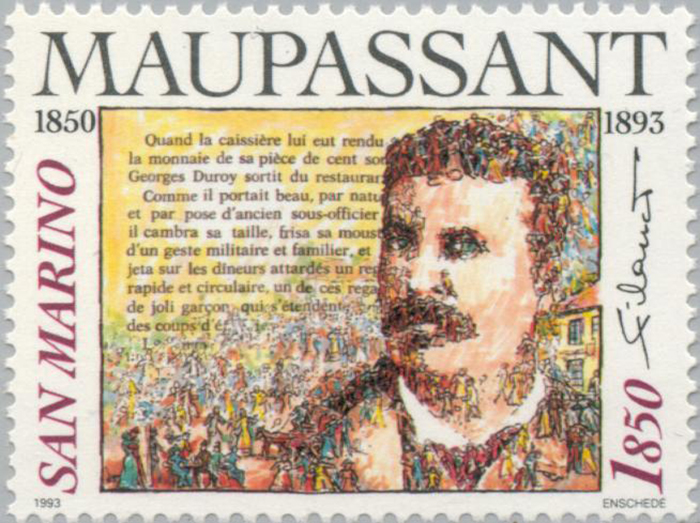Почтовая марка с портретом Ги де Мопассана