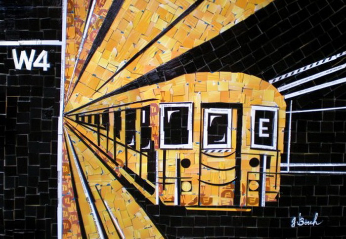 Мозаики из использованных карточек на метро