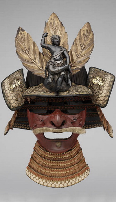 Остроконечный шлем судзибати кабуто 14 — 16 века и полумаска 16 — 17 века