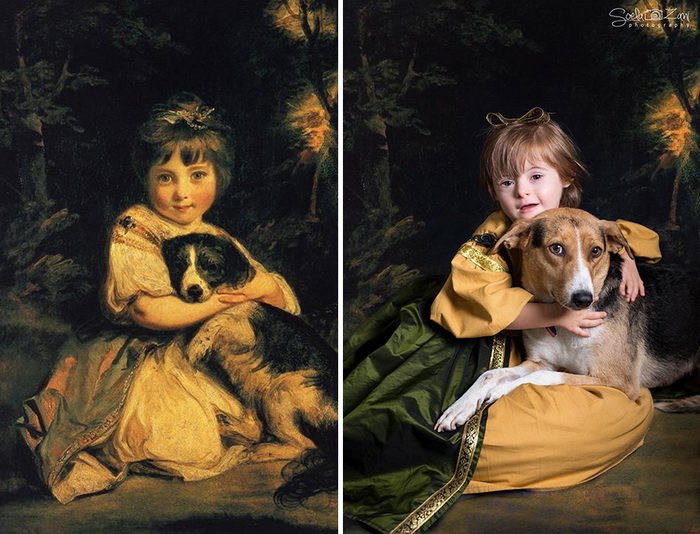 Портрет мисс Боулз с собакой, Джошуа Рейнолдс. Фотореконструкция от Soela Zani