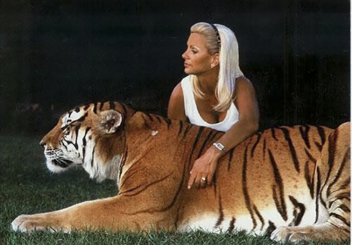 Дрессировщица Снежана Даутова с тигром. Фото: nevsedoma.com.ua