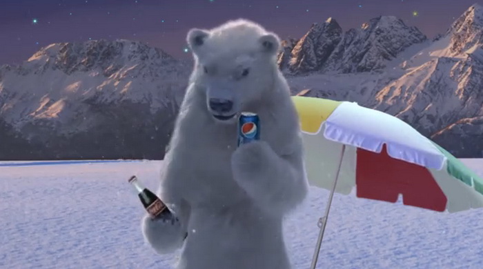 Белый медведь – символ Coca–Cola – выбирает Pepsi