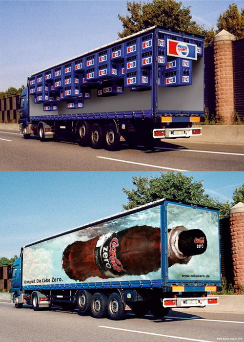 Реклама на грузовиках: Coca Cola vs Pepsi
