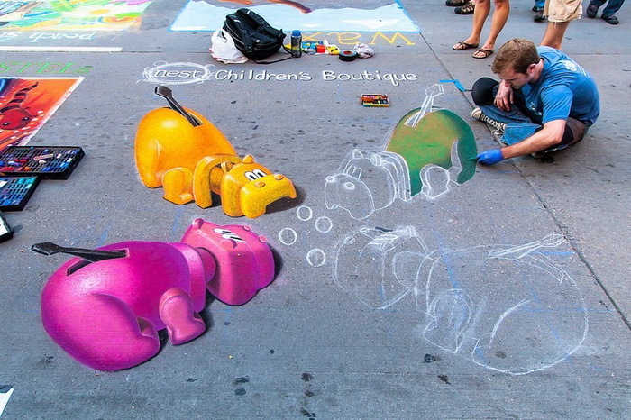 Рисунки мелом на асфальте: стрит-арт-фестиваль в Денвере