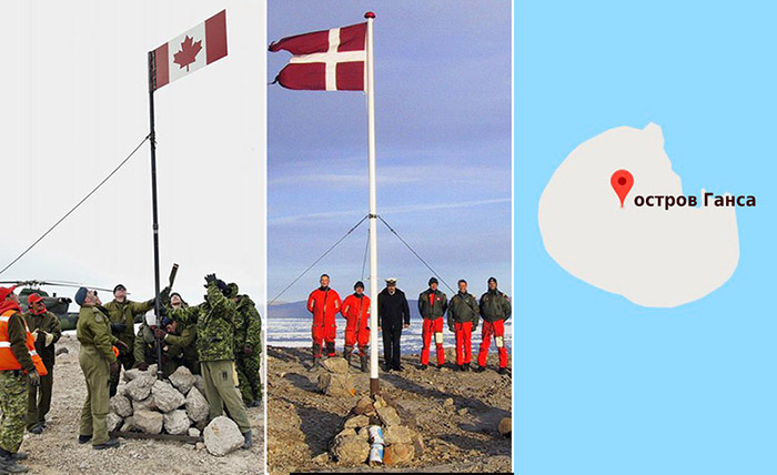 Остров Ганса - спорная территория, на которую претендует Дания и Канада.
