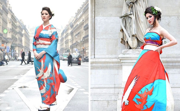 Традиционное кимоно и современное свадебное платье