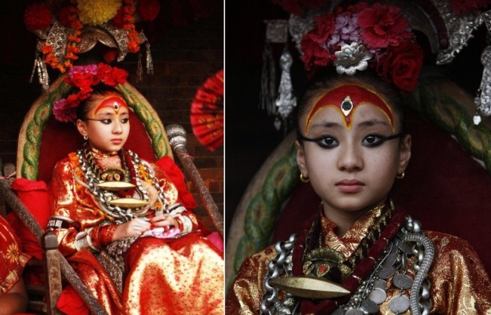 Кумари - земные богини в Непале.