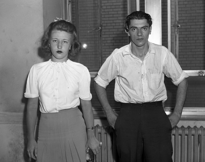 19-летняя Вирджиния Орнамрк и 24-летний Фред Шмидт, обвиняются в убийстве, 1944 год