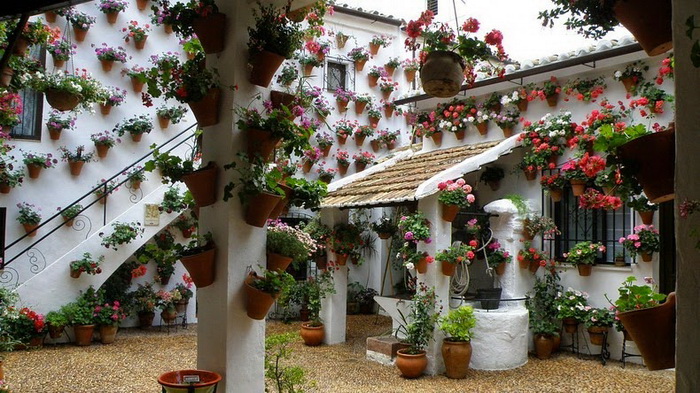 Патио, украшенные цветами