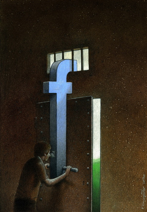 Популярная социальная сеть Facebook. Иллюстрация Павла Кучински