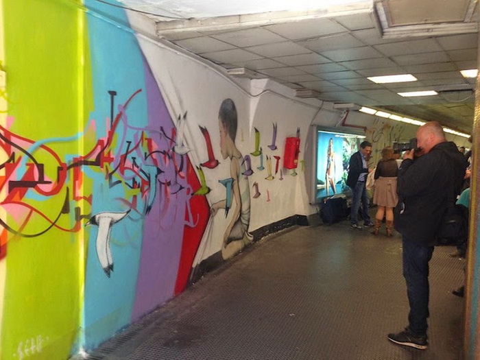 Граффити в римском метро от художника Сета Глоубпеинтера (Seth Globepainter)