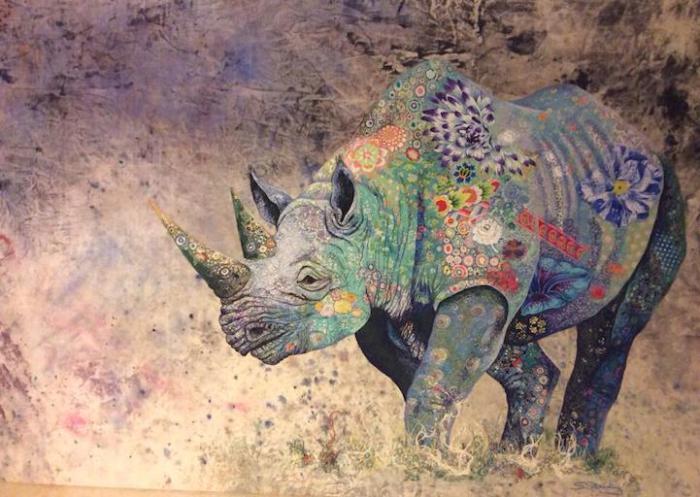 Носорог из кусочков ткани: работа художницы Софии Стэндинг (Sophie Standing)