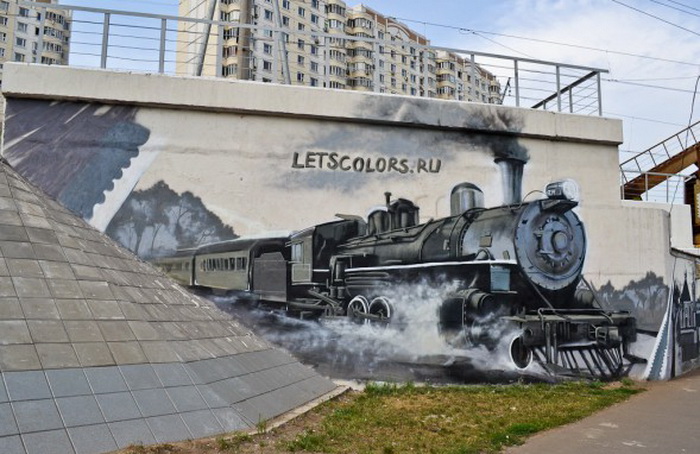 Оригинальное граффити в Москве от команды WsMar & letscolors.ru