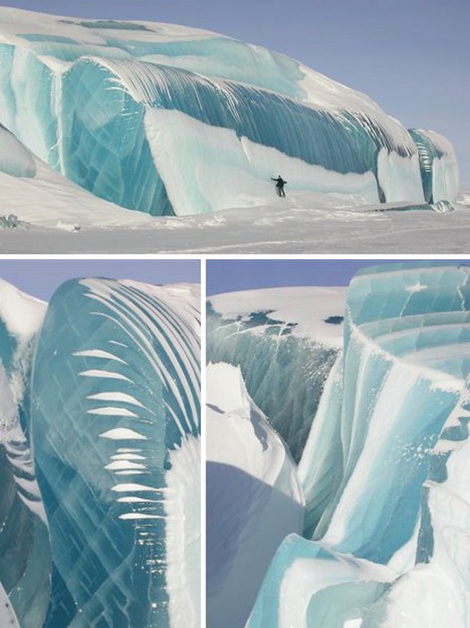 Ледник, образованный наслоениями свежего льда и сохранивший свою прозрачность