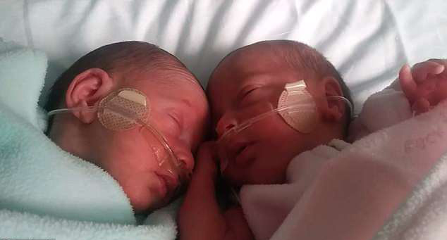Новорожденные близняшки.