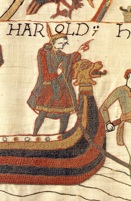 Английский король Гарольд II на гобелене из Байе