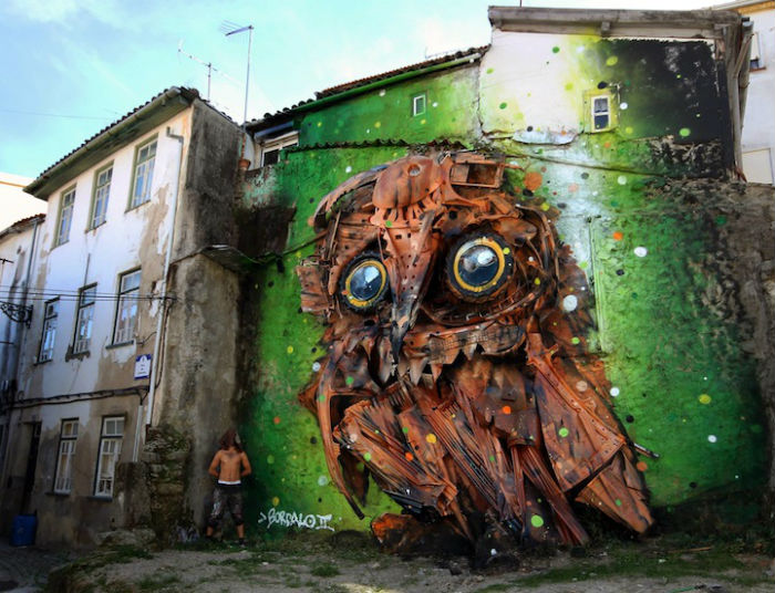 3D-граффити из мусора от португальского художника Bordalo II