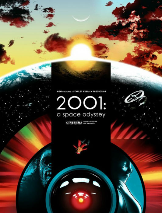 Постер к культовому научно-фантастическому фильму Стэнли Кубрика 1968 года «Космическая одиссея 2001 года», автор Joshua Budich
