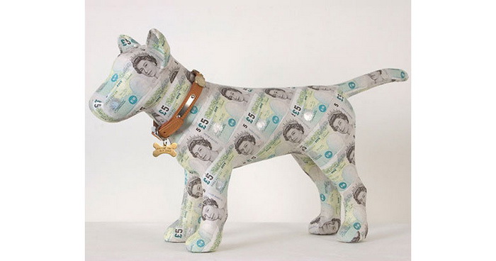 денежная скульптура - собака