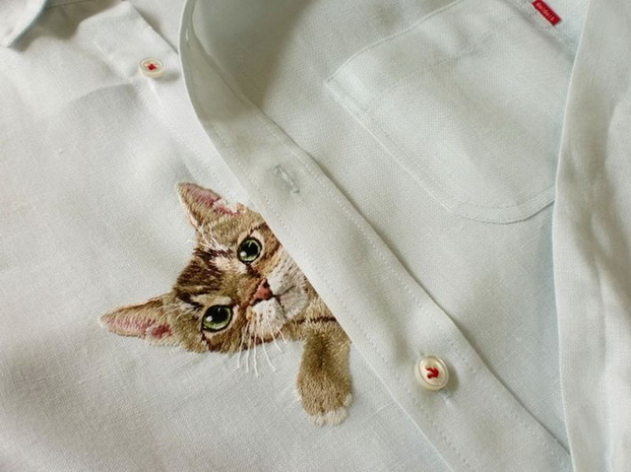 Рукодельница Хироко Кубота, и ее коты на сорочке 