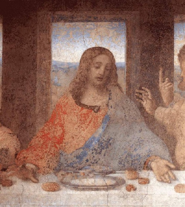 Иисус на фреске Тайная вечеря.