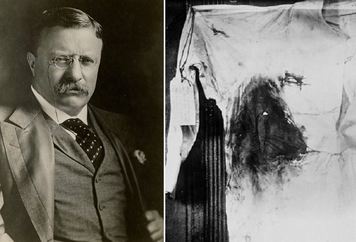 Теодор Рузвельт и его рубашка, в которой он был в день покушения